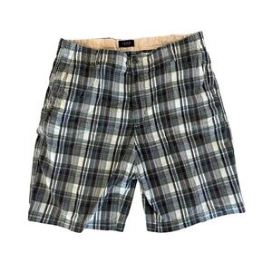 IZOD Plaid Cotton Shorts – Men’s Size 36 Casual Preppy Summer Checkered Shorts